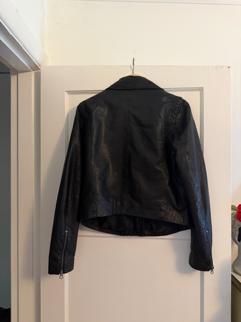NWOT Madewell Black Washed Leather Motorcycle Jacket: Brass Hardware Edition - Picture 6 of 7